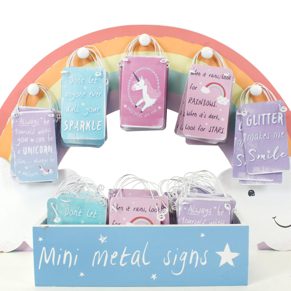 Mini Metal Unicorn and Rainbow Signs