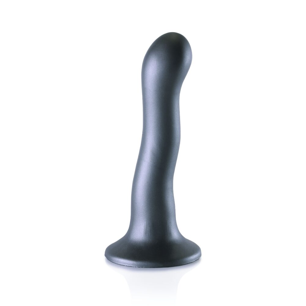 Ouch Ultra Soft Silicone Curvy G Spot Dildo 7inch Metallic Grey