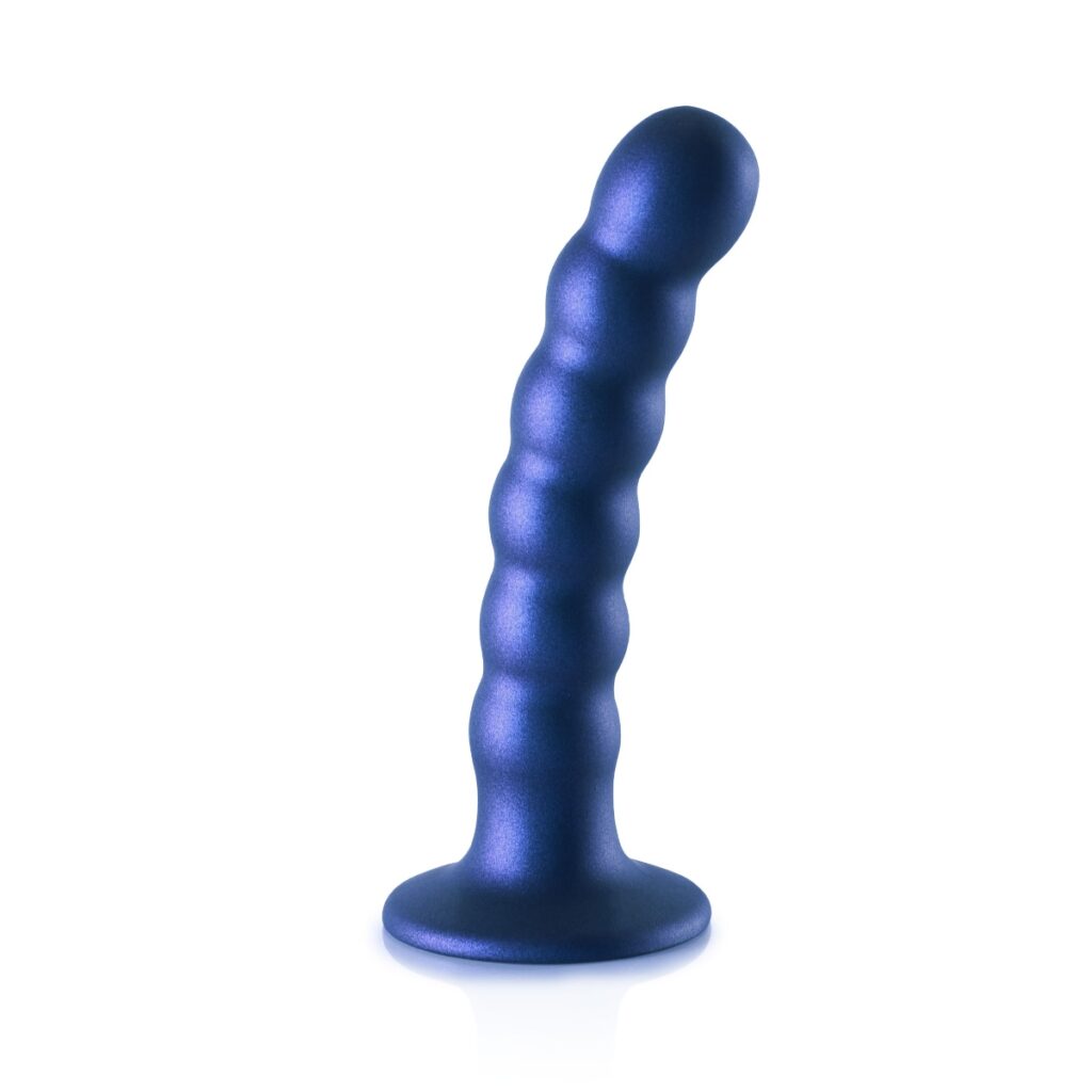 Ouch Beaded Silicone G Spot Dildo 5inch Metallic Blue