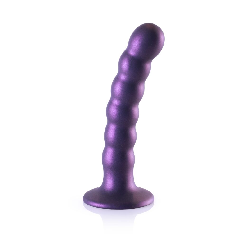 Ouch Beaded Silicone G Spot Dildo 5inch Metallic Purple