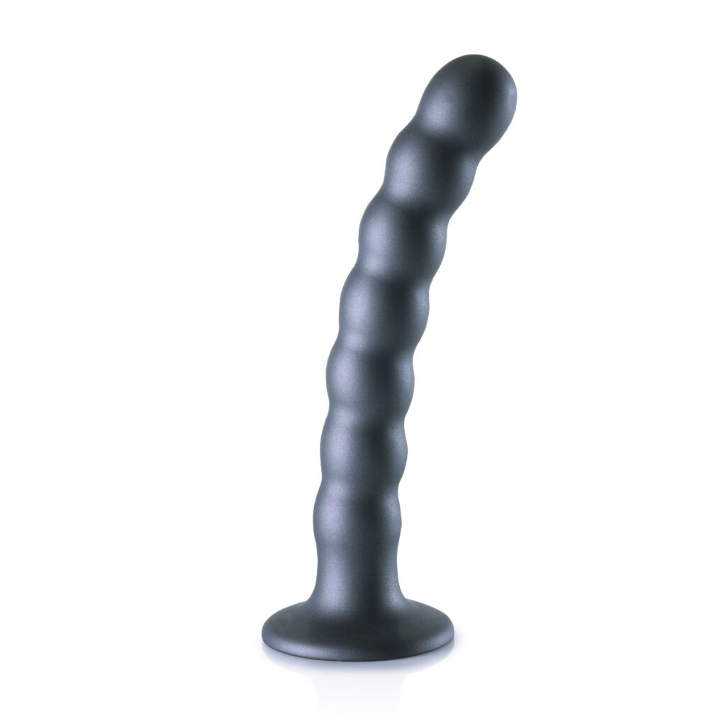 Ouch Beaded Silicone G Spot Dildo 6 5inch Metallic Grey